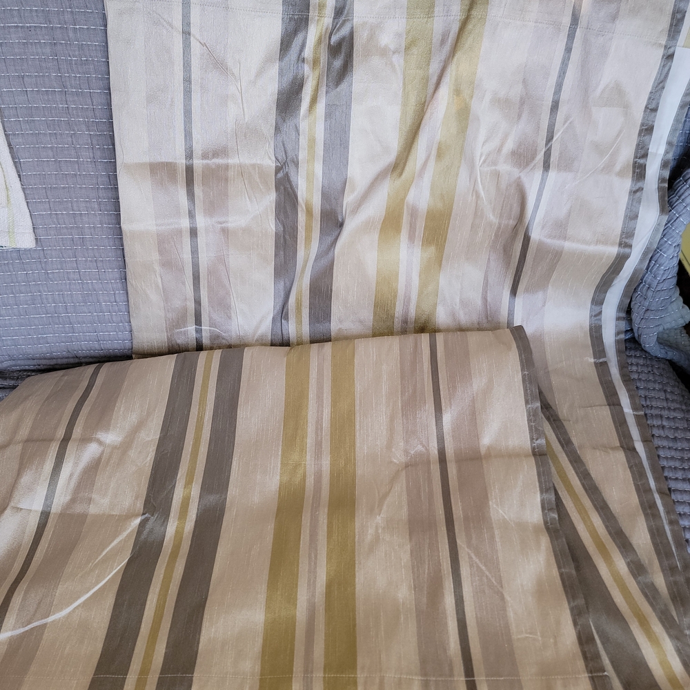 Cost Plus World Market Curtains (3) Cream and Tan Fabric 54X84 Pole Pocket